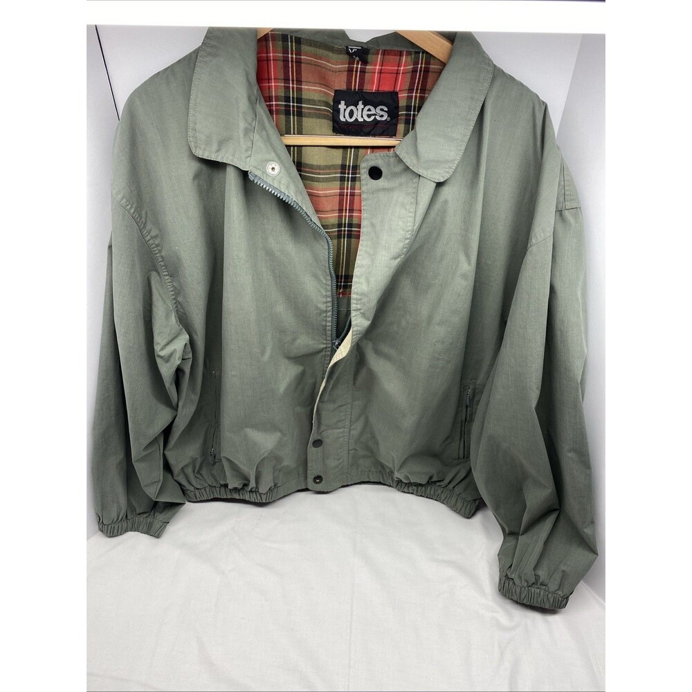 Totes Mens Vintage Harrington Style Jacket Sage Green Size XL  Rain Windbreaker